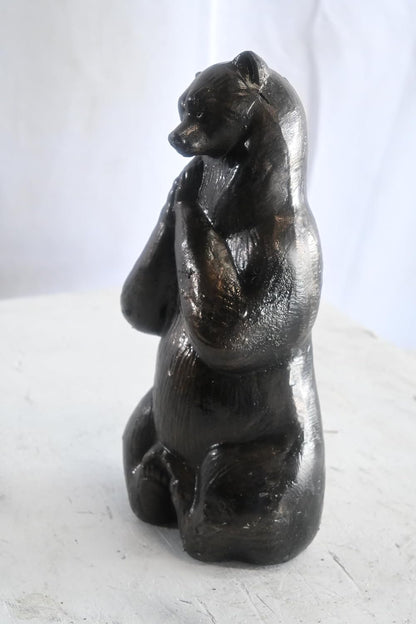 Daydreaming Bear Statue Sitting with Paws Clasped Figure 5"x3"x12"H