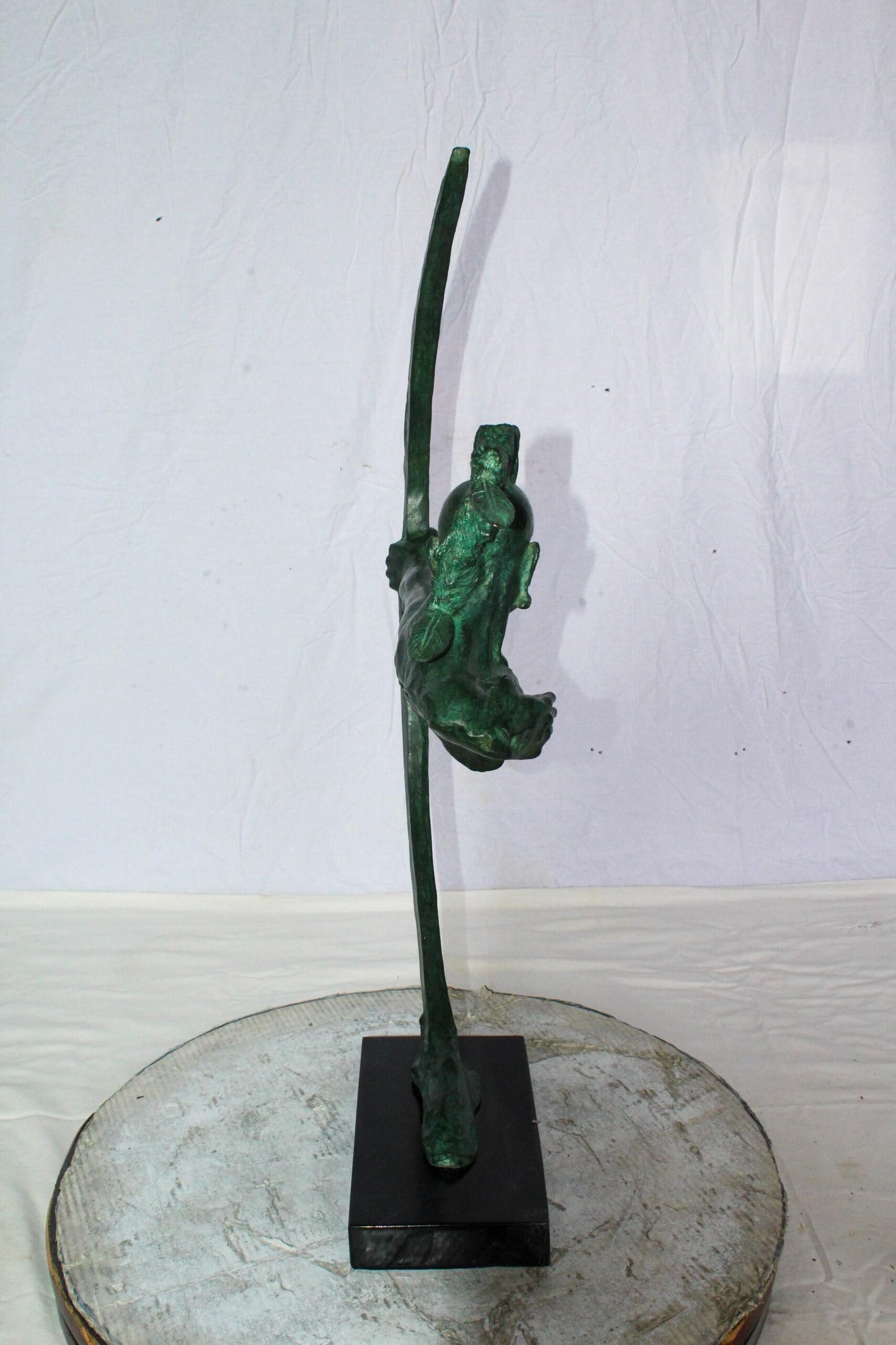 Nifao Native American Warrior with Long Bow Bronze Statue – Handcrafted Lost Wax Casting with Rich Patina – Powerful Tribal Art Sculpture Mounted on Base – Museum-Quality Detail 22" x 6" x 33"H