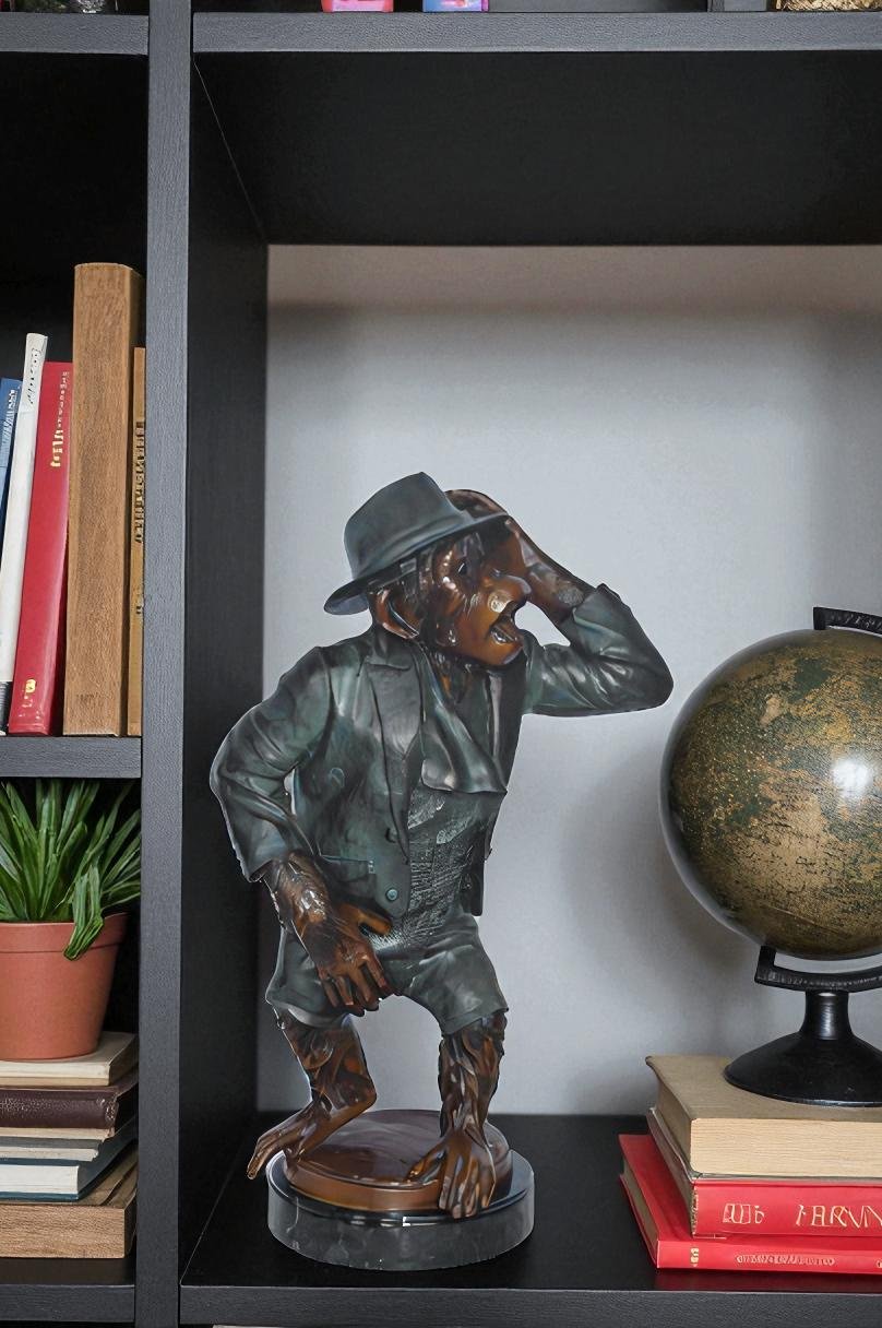Monkey in Suit bronze statue - Size: 16"L x 10"W x 27"H.