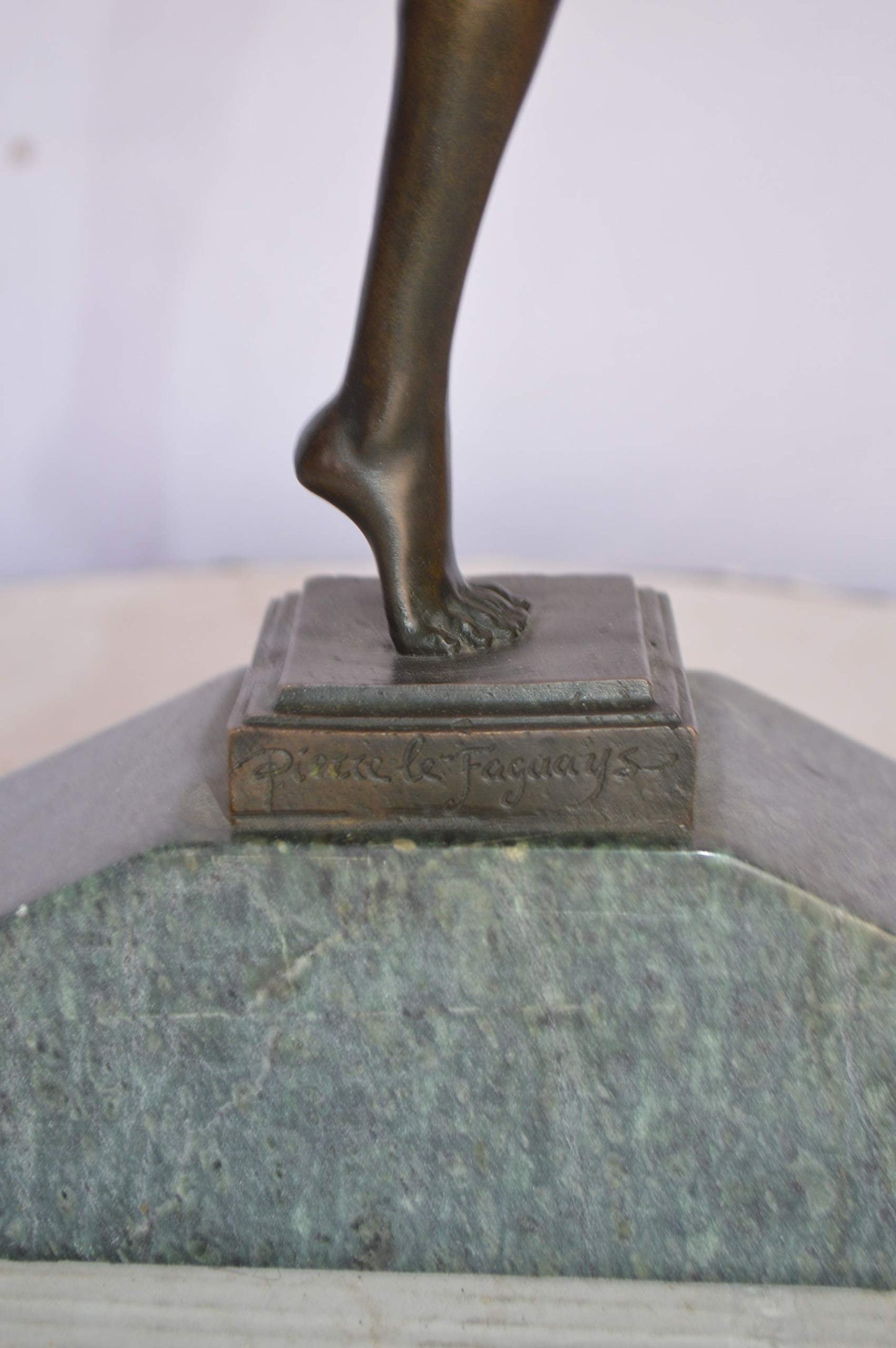 Woman Fighter with Sword Bronze Statue -  Size: 19"L x 5"W x 20"H.