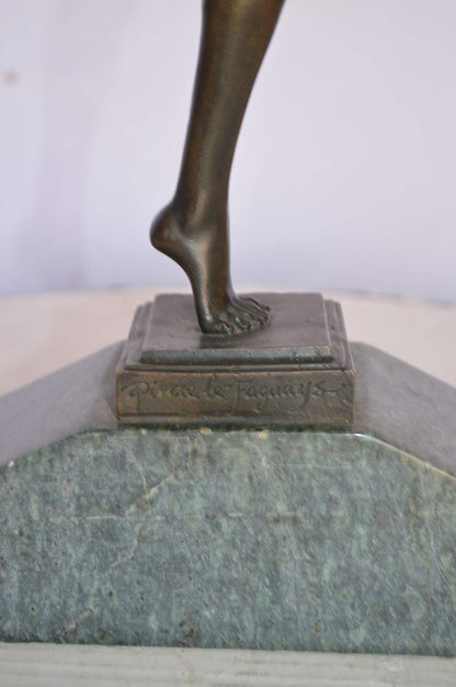 Woman Fighter with Sword Bronze Statue -  Size: 19"L x 5"W x 20"H.