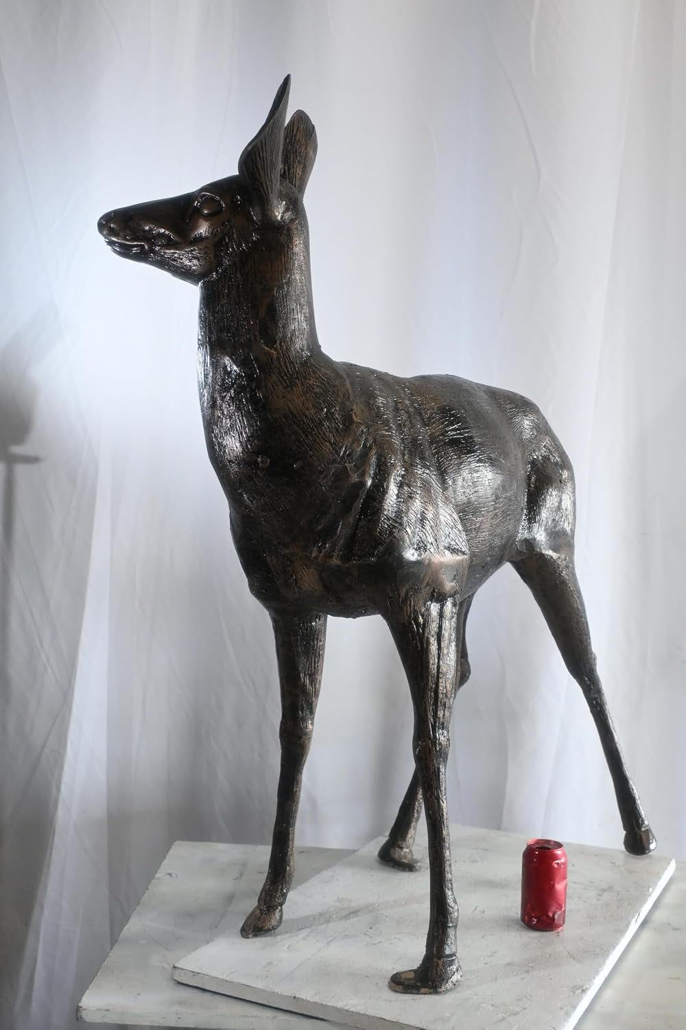 Graceful Doe Deer Statue Large Aluminum Garden Sculpture 48"x18"x46"H