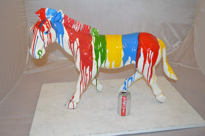 Modern Art Colored Zebra Resin Statue -  Size: 29"L x 12"W x 22"H.