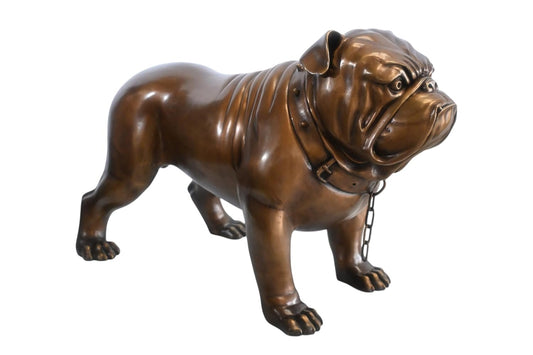 Bronze English Bulldog Statue Studded Collar Mascot Decor 29"x13"x17"H