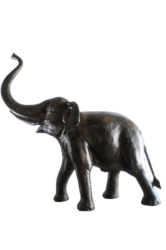 Aluminum Elephant Raised Trunk Sculpture Dark Bronze Art 52"x22"x55"H