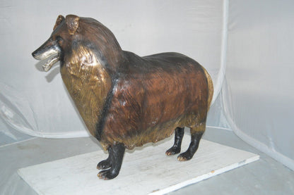 Collie Dog Bronze Statue -  Size: 31"L x 9"W x 24"H.