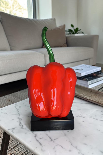 Modern Look of a Giant Red Pepper Mounted on A Base Size: 10" x 12" x 19"H