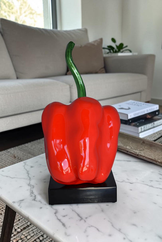 Modern Look of a Giant Red Pepper Mounted on A Base Size: 10" x 12" x 19"H