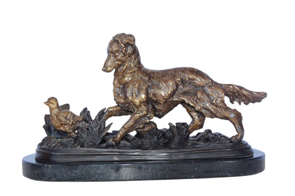 Golden retriever enjoying the outdoors bronze statue -  Size: 16"L x 7"W x 9"H.