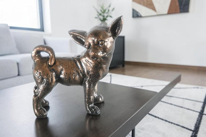 Charming Standing Chihuahua Aluminum Tabletop Dog Statue 12"x9"x11"H