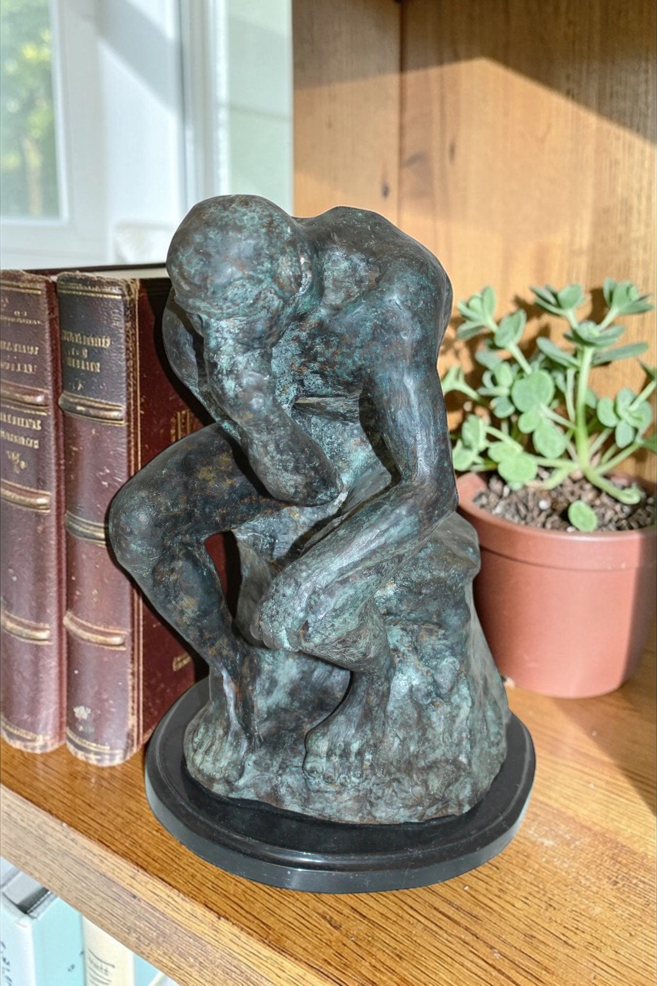 The Thinker Bronze Statue -  Size: 10"L x 12"W x 17"H.