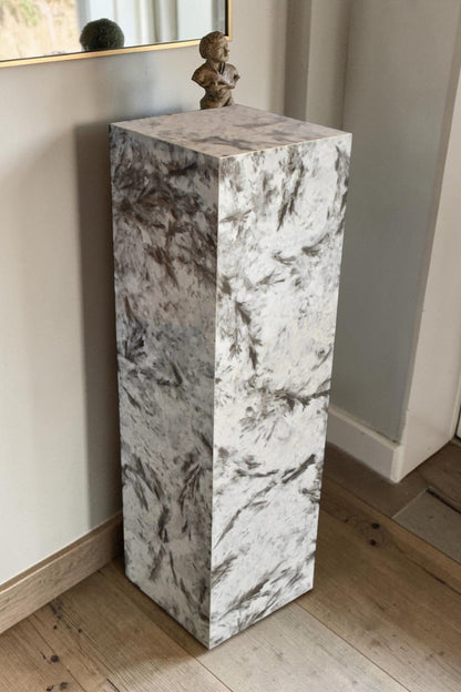Pedestal For Artwork, Modern Gray Black and White Porcelain.  12" x 12" x 39"H