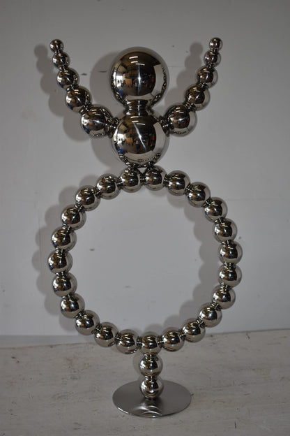 Modern Abstract of a Happy Man Metal Chrome Balls Statue Size: 14" x 6" x 26"H