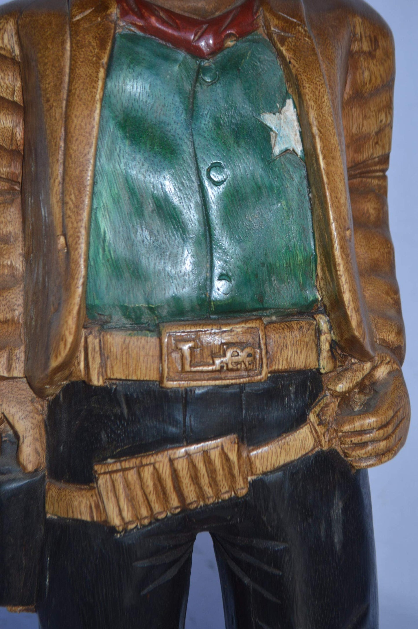 Sheriff Made of Wood Statue - Size: 6"L x 9"W x 30"H.