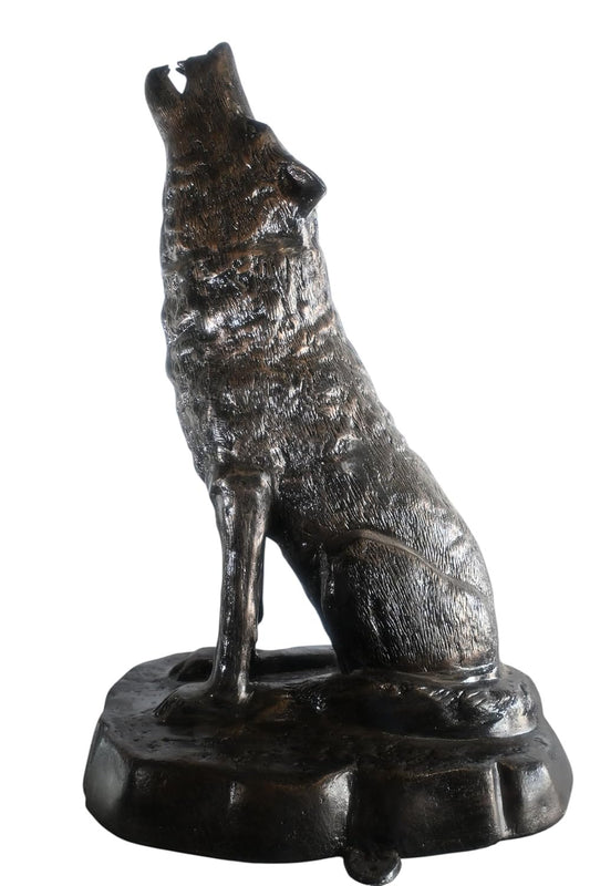 Majestic Howling Wolf on Rock Base Large Aluminum Statue 28"x26"x43"H