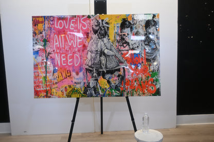Love Is All We Need Street Art Style Resin Canvas 54"x35"
