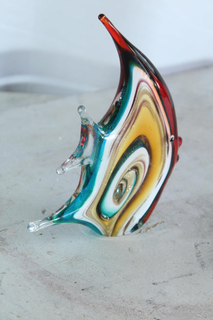 NIFAO Glass Angelfish Sculpture Coastal Art Decor 8" x 2" x 9"H
