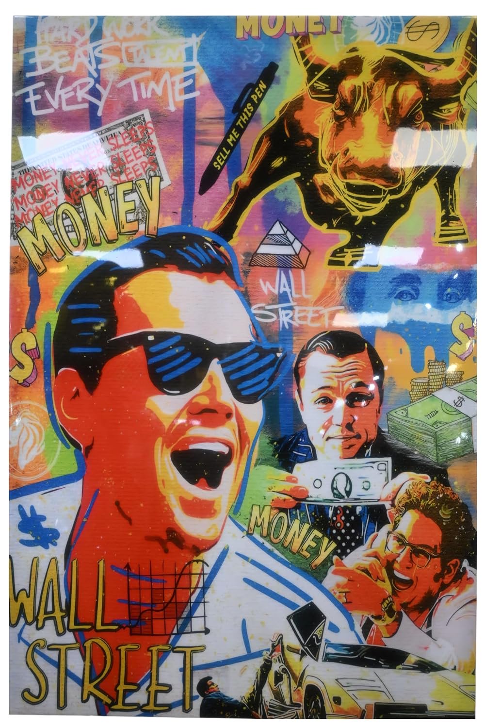 Wall Street Wolf Pop Art Money Resin Canvas 40"x60"
