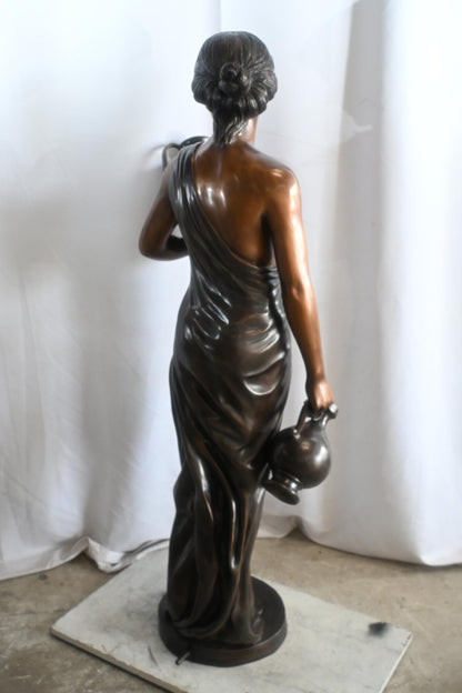 Bronze Woman Water Fountain Classical Figure Two Urns 21"x17"x59"H