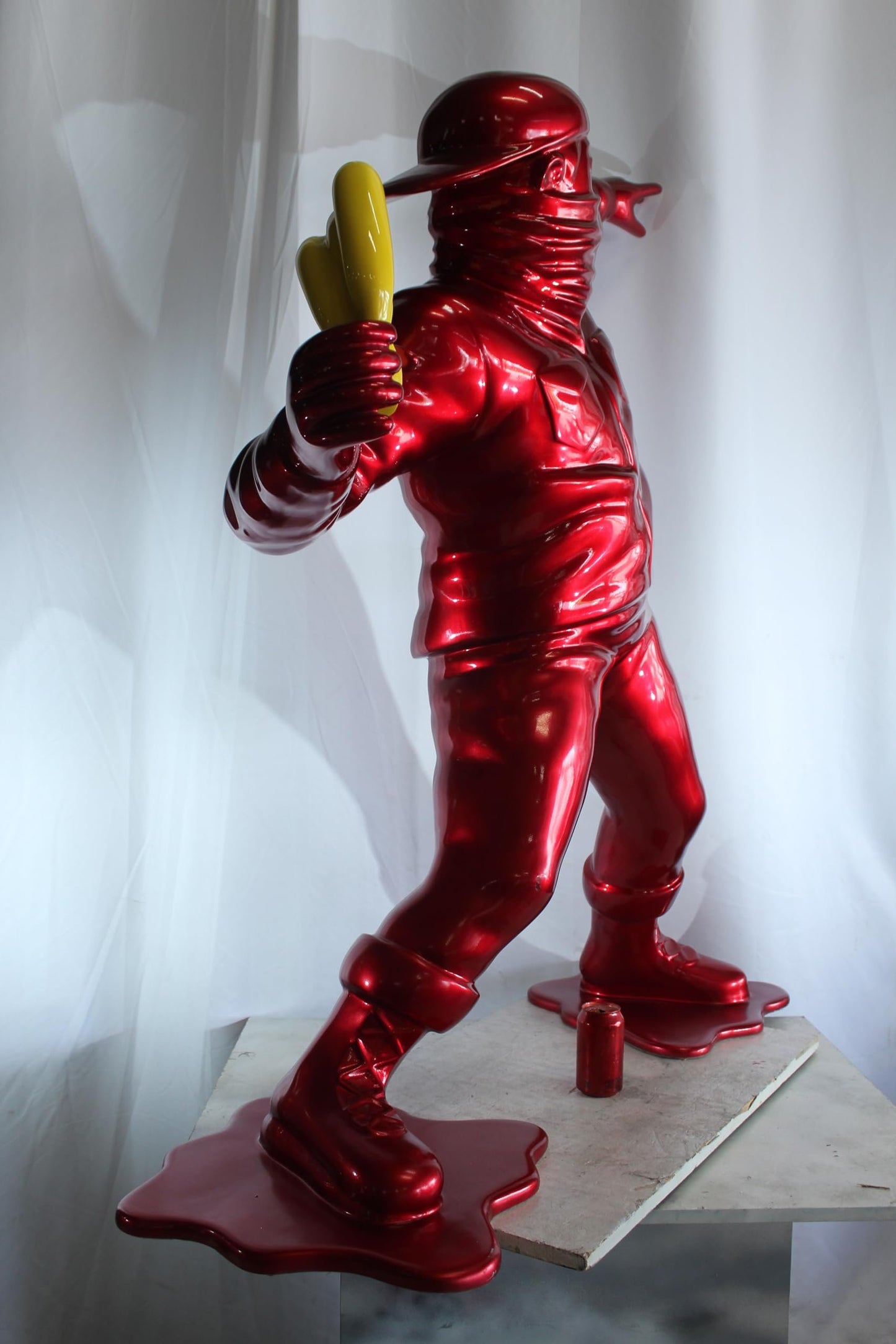 NIFAO Banana Thrower Sculpture Metallic Red Street Art Pop Art Resin 51"x16"x57"H