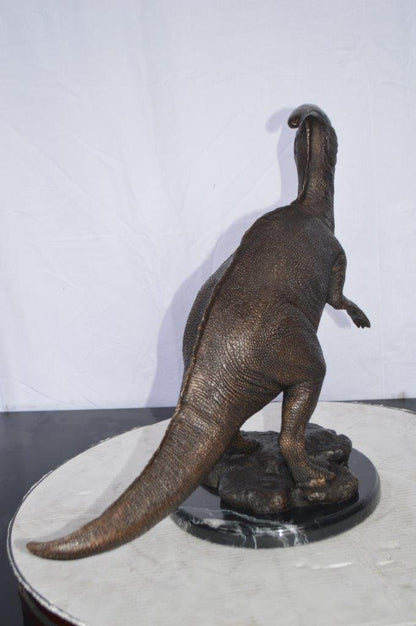 Parasaur Dinosaur Bronze Statue -  Size: 11"L x 23"W x 18"H.