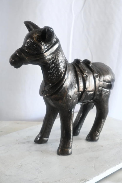 Pack Donkey Statue with Saddle and Halter Aluminum Decor 20"x9"x19"H