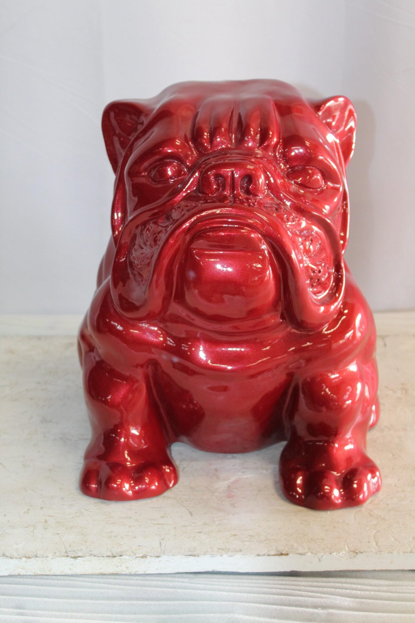 Adorable Red Resin, Fiberglass Statue of a bulldog figurine 19" x 15" x 16"H