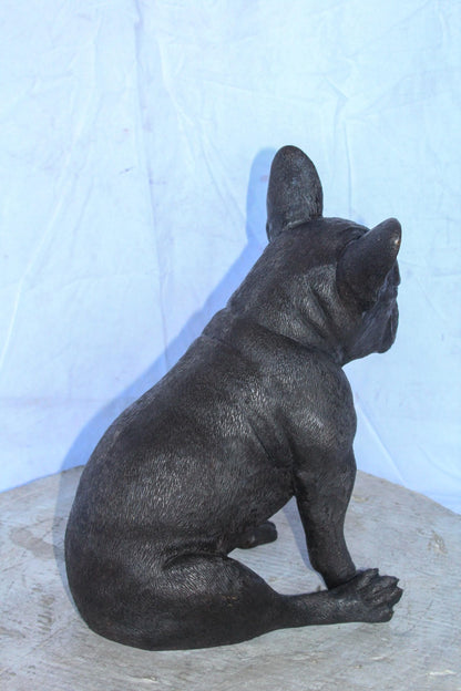 Bronze Statue of French Bulldog Sitting, Elegant Canine Decor 12" x 12" x 17"H