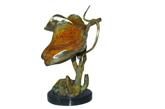 Double Manta Ray Bronze Statue -  Size: 14"L x 24"W x 21"H.