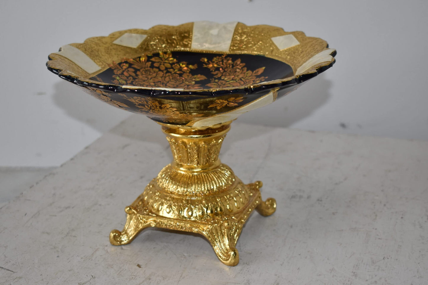 Open and Unique Kylix Decoration Resin Vase   Size: 12" x 12" x 7"H