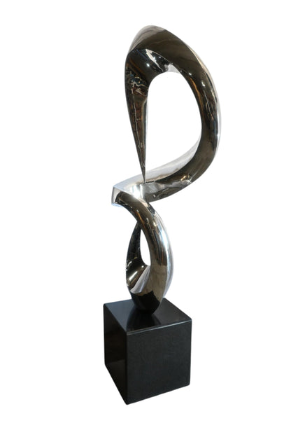 Giant Abstract Double Loop Stainless Steel Sculpture Marble 30"x21"x98"H
