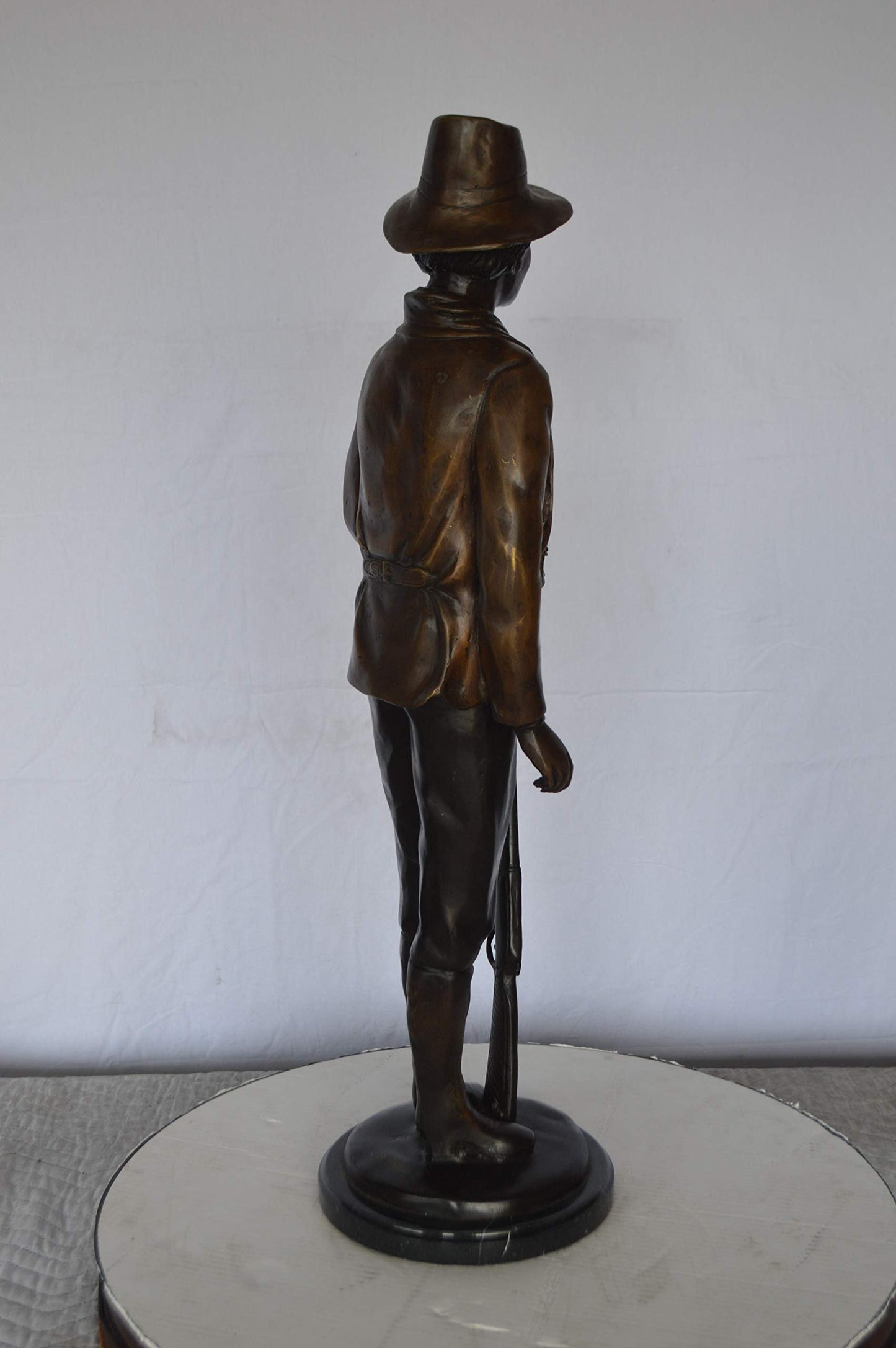Texas Jack Bronze Statue Mounted on a Marble Base -  Size: 11"L x 9"W x 31"H.