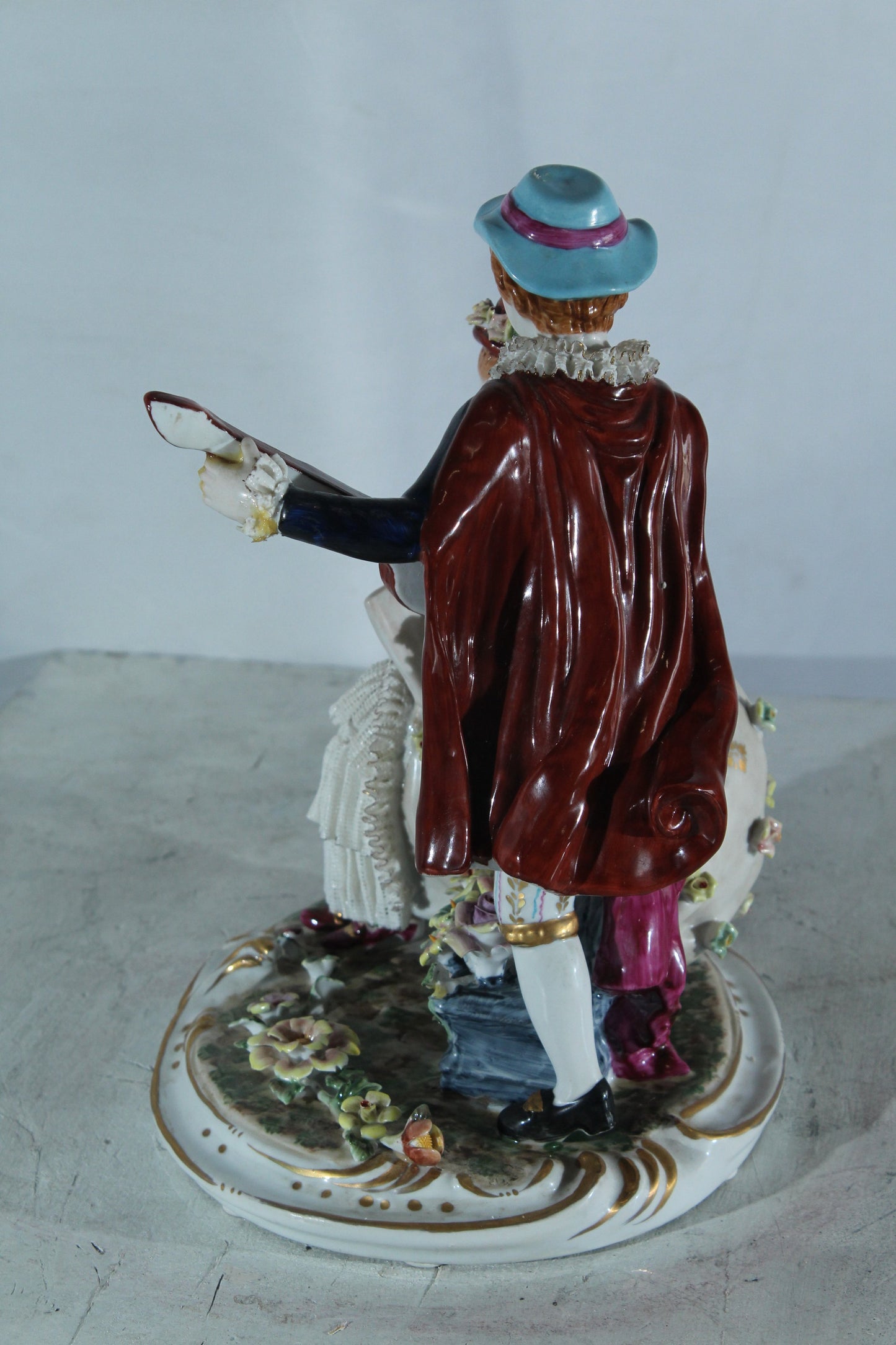 NIFAO Porcelain Romantic Couple Figurine with Guitar and Book 11" x 8" x 13"H