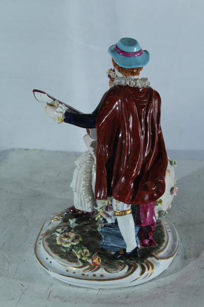 NIFAO Porcelain Romantic Couple Figurine with Guitar and Book 11" x 8" x 13"H