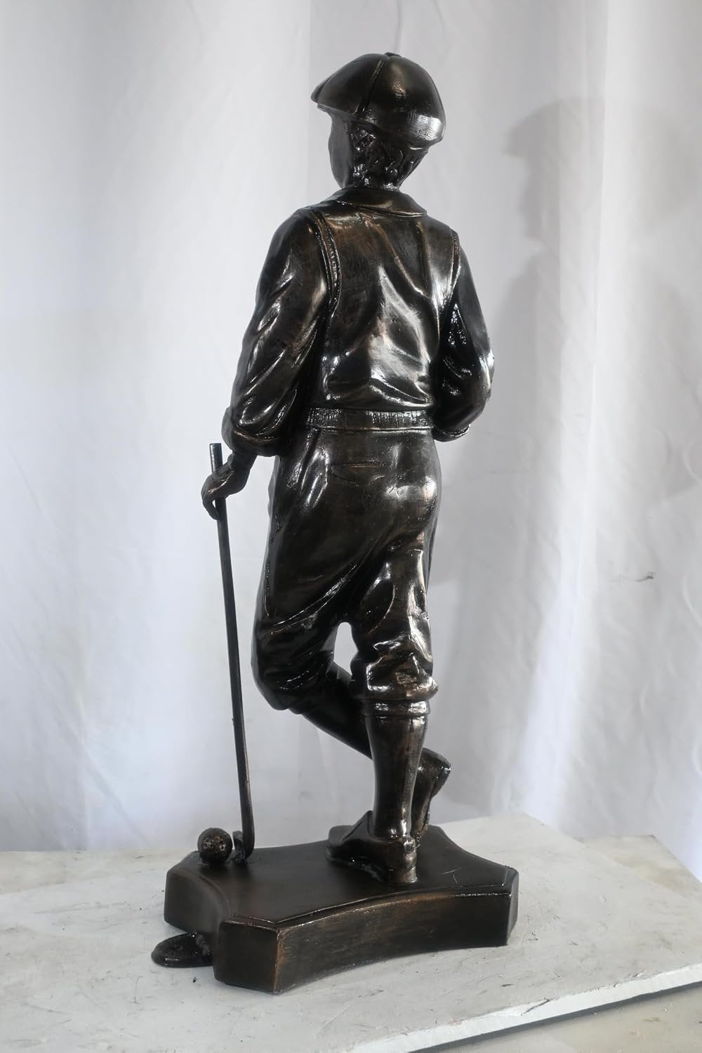 Vintage Golfer Statue Leaning on Club Aluminum Golf Gift 14"x9"x39"H