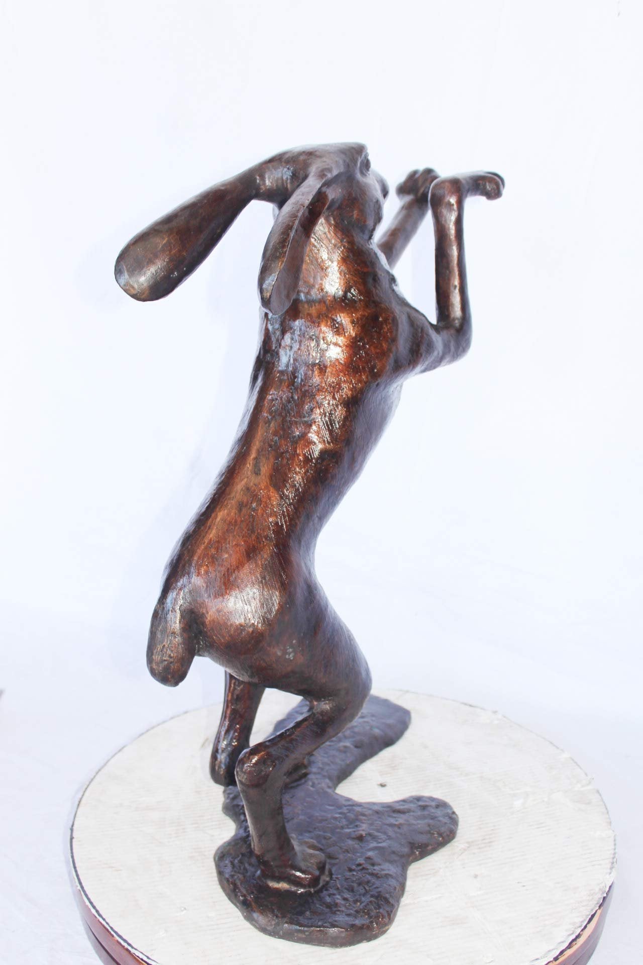 Leaping jackrabbit bronze statue -  Size: 21"L x 13"W x 24"H