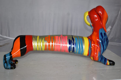 Modern Graffiti Looking Weenie Dachshund Dog Statue from Resin  25" x 10" x 15"H