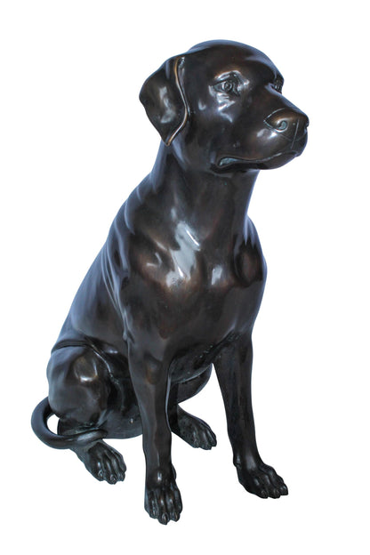 Large Bronze Chocolate Labrador Dog Statue Sitting Pose 22" x 12" x 27"H