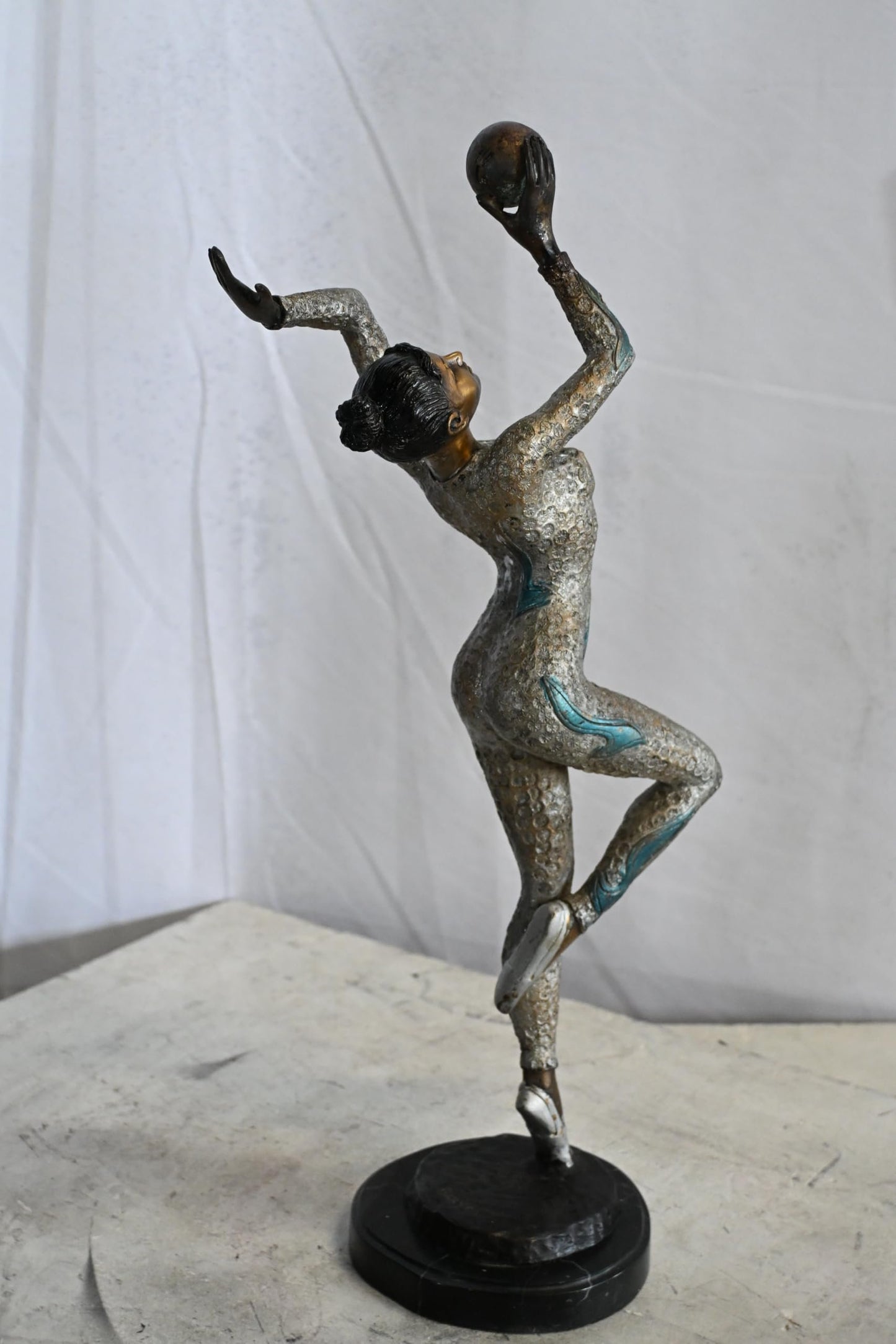 Ballet Dancer Bronze Statue Marble Base Female Sculpture 8"x5"x23"H