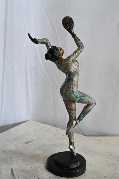 Ballet Dancer Bronze Statue Marble Base Female Sculpture 8"x5"x23"H