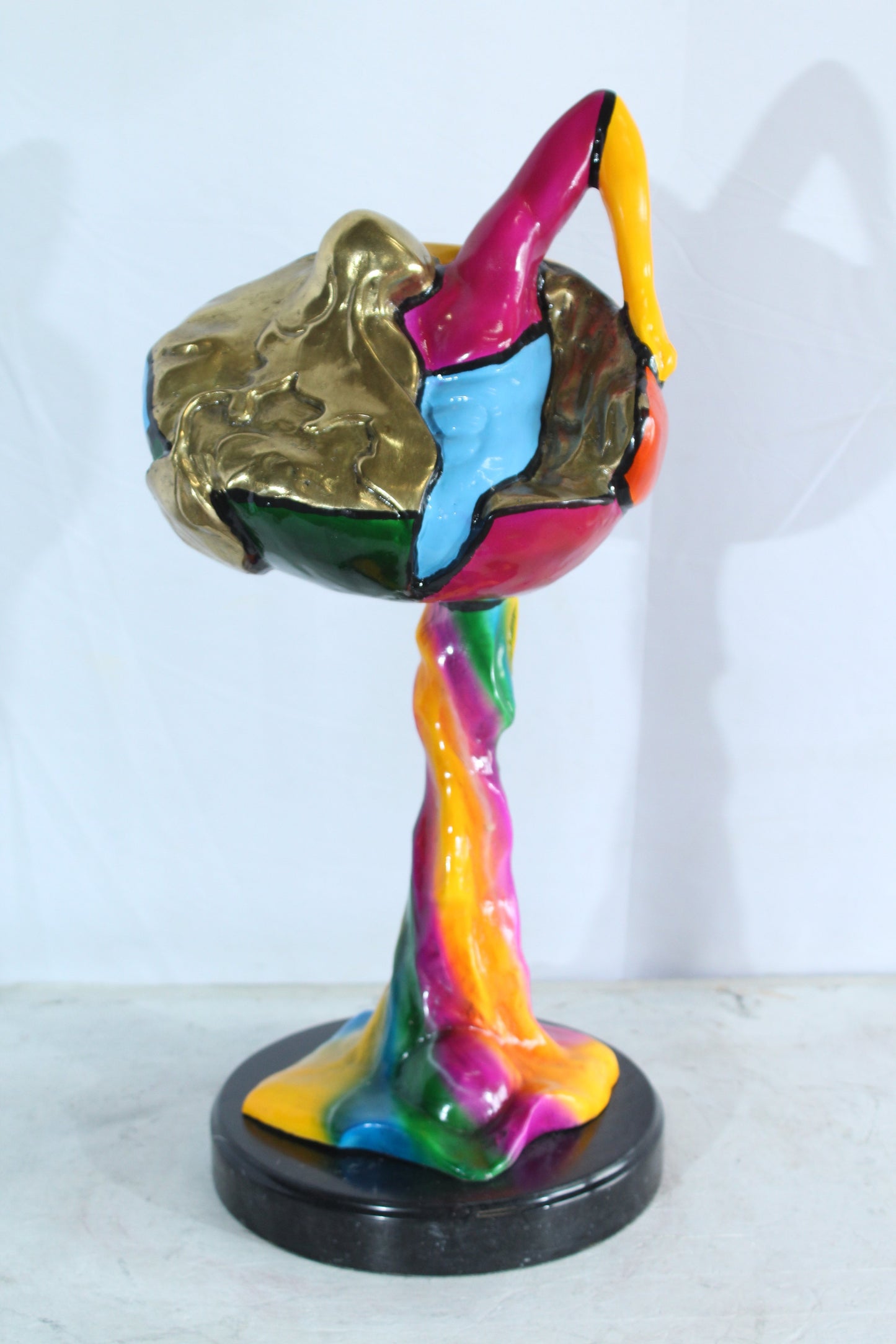 NIFAO Picasso Style Bronze Abstract Statue Colorful Modern Decor 12" x 10" x 23"H
