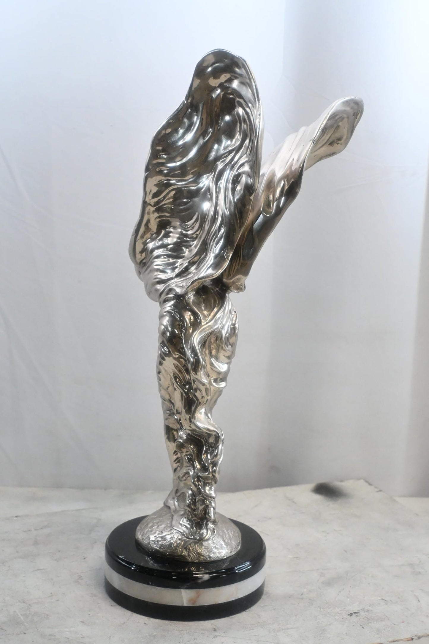 Spirit of Ecstasy Silver Bronze Sculpture Rolls Royce 10"x15"x24"H
