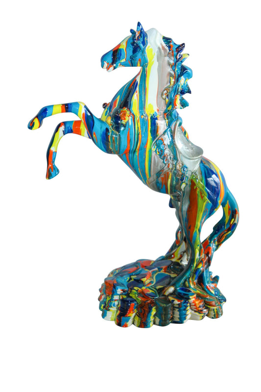 Multicolor Rearing Horse Statue Abstract Art Décor 11" x 6" x 14"H