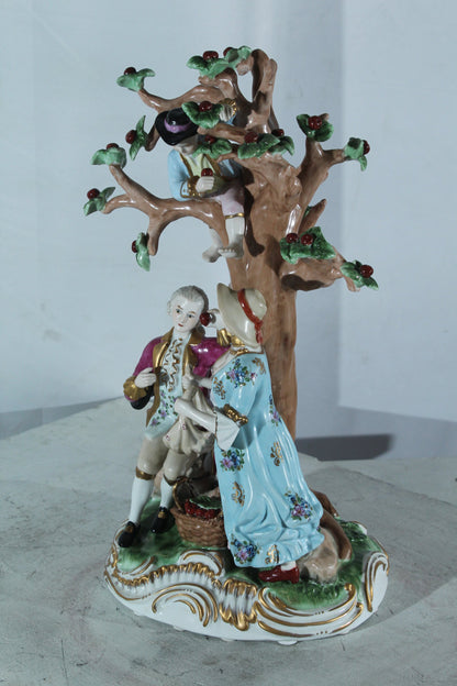 NIFAO Porcelain Cherry Picking Family Figurine Vintage Style 10"x9"x17"H