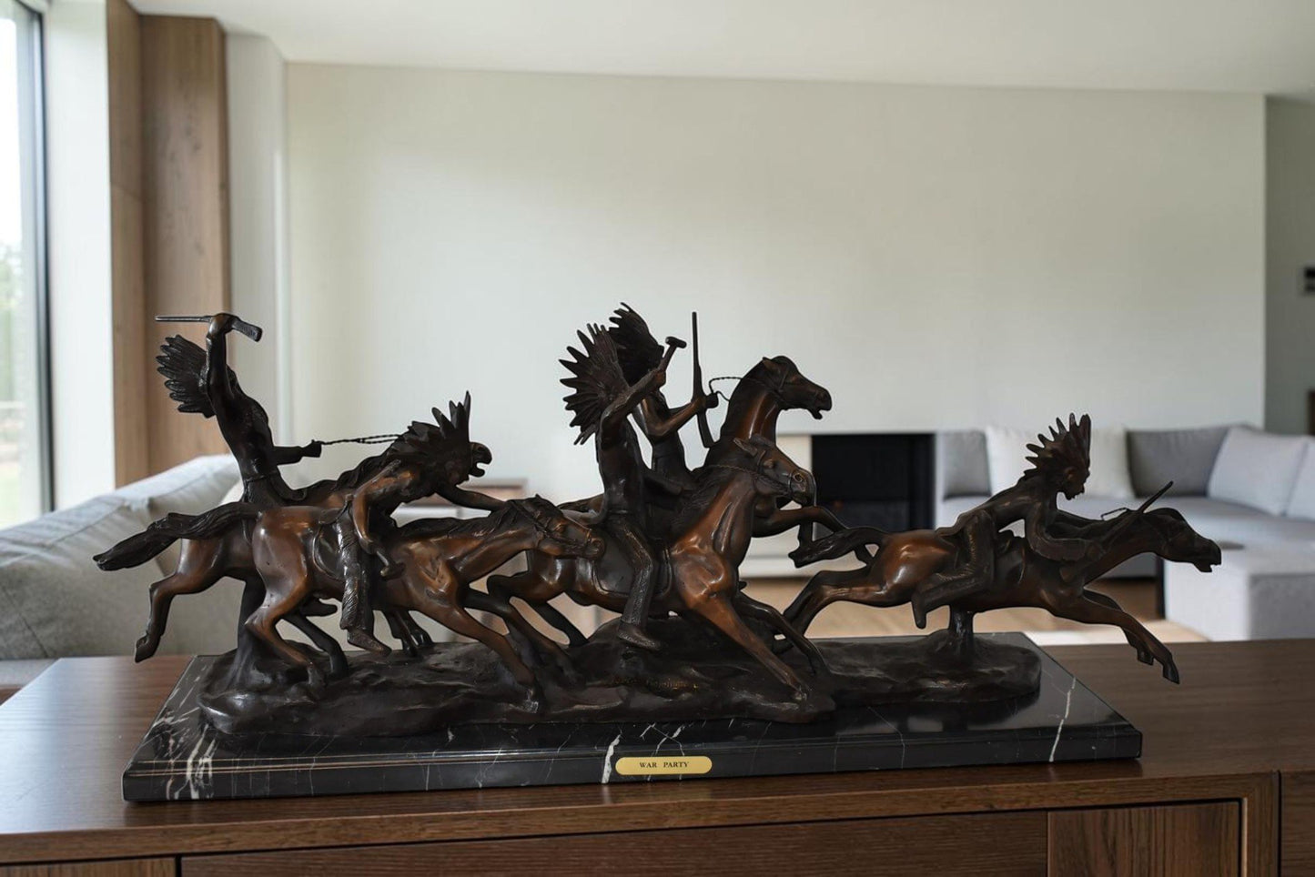 War Party Bronze Statue Replica of Carl Cauba Size: 41" x 12" x 13"H