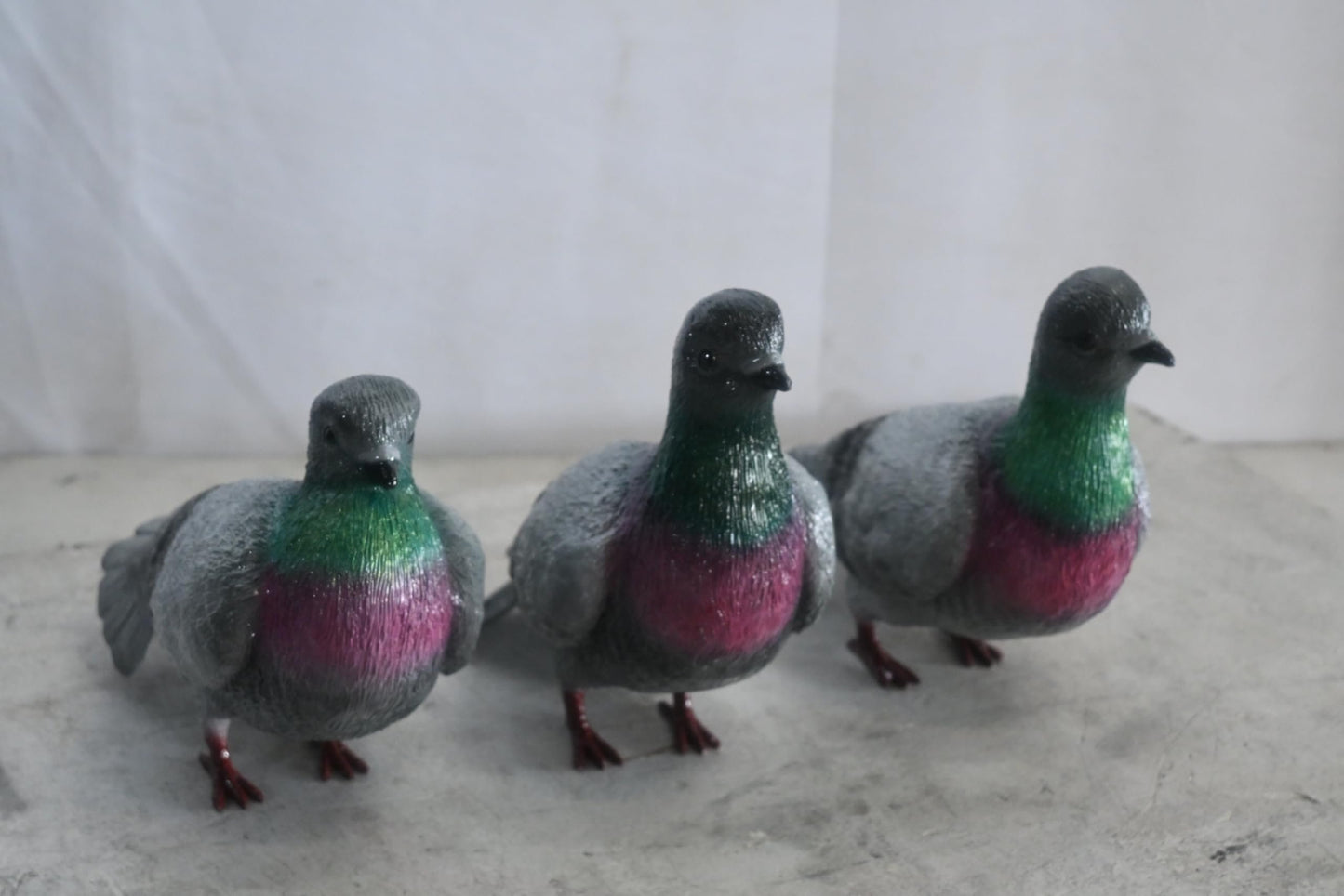 Three Pigeons Bronze Lifesize Sculpture Set 14"x12"x8"H