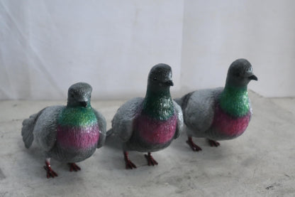 Three Pigeons Bronze Lifesize Sculpture Set 14"x12"x8"H