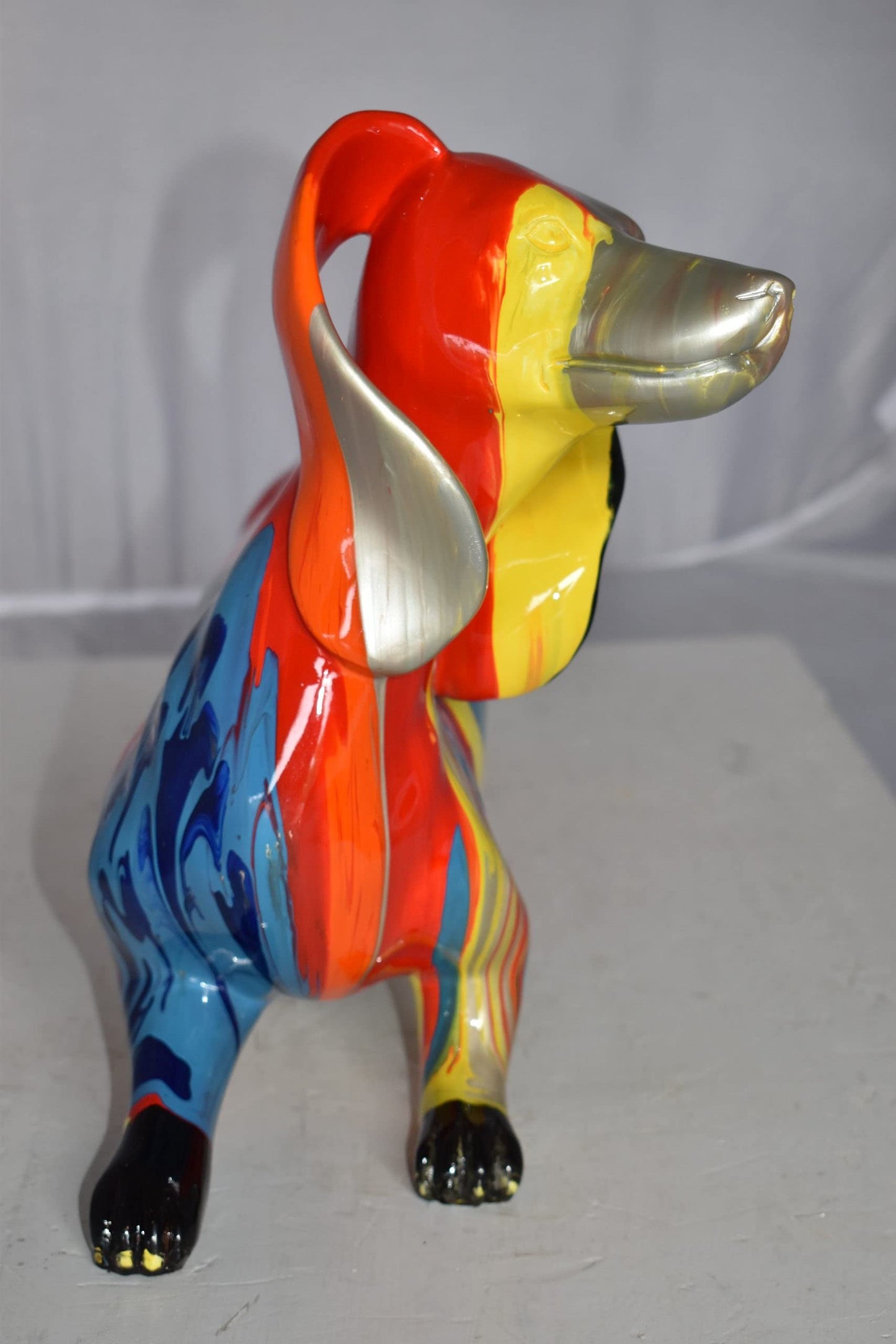 Modern Graffiti Looking Weenie Dachshund Dog Statue from Resin  25" x 10" x 15"H