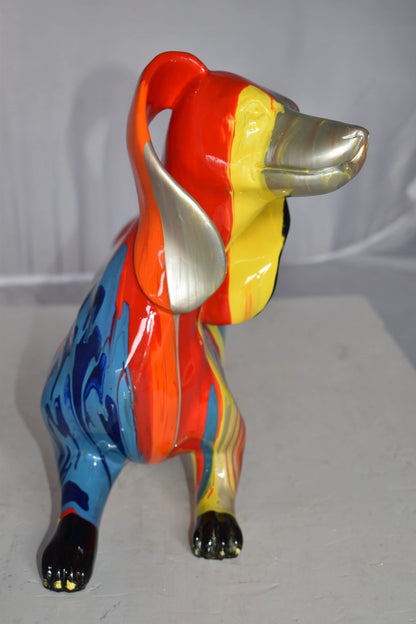 Modern Graffiti Looking Weenie Dachshund Dog Statue from Resin  25" x 10" x 15"H