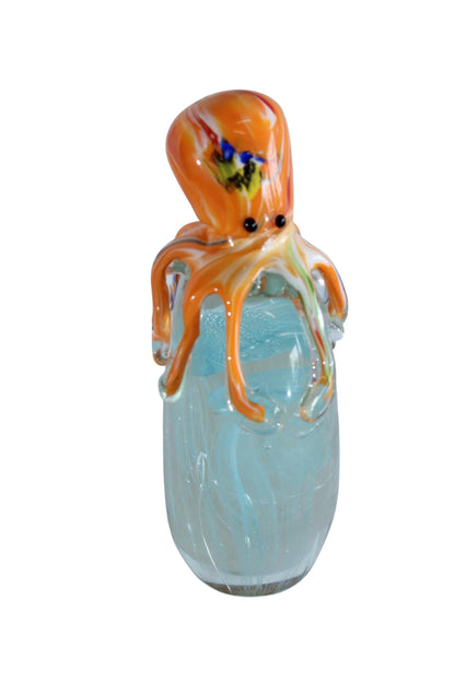 NIFAO Glass Octopus Jellyfish Paperweight Coastal Art Decor 5" x 3" x 9"H